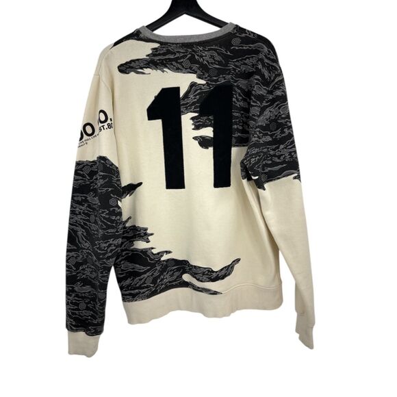 Akoo Sweatshirt Mens Size XL Crew Neck Cream Black camouflage graphicstreetwear - Picture 3 of 13